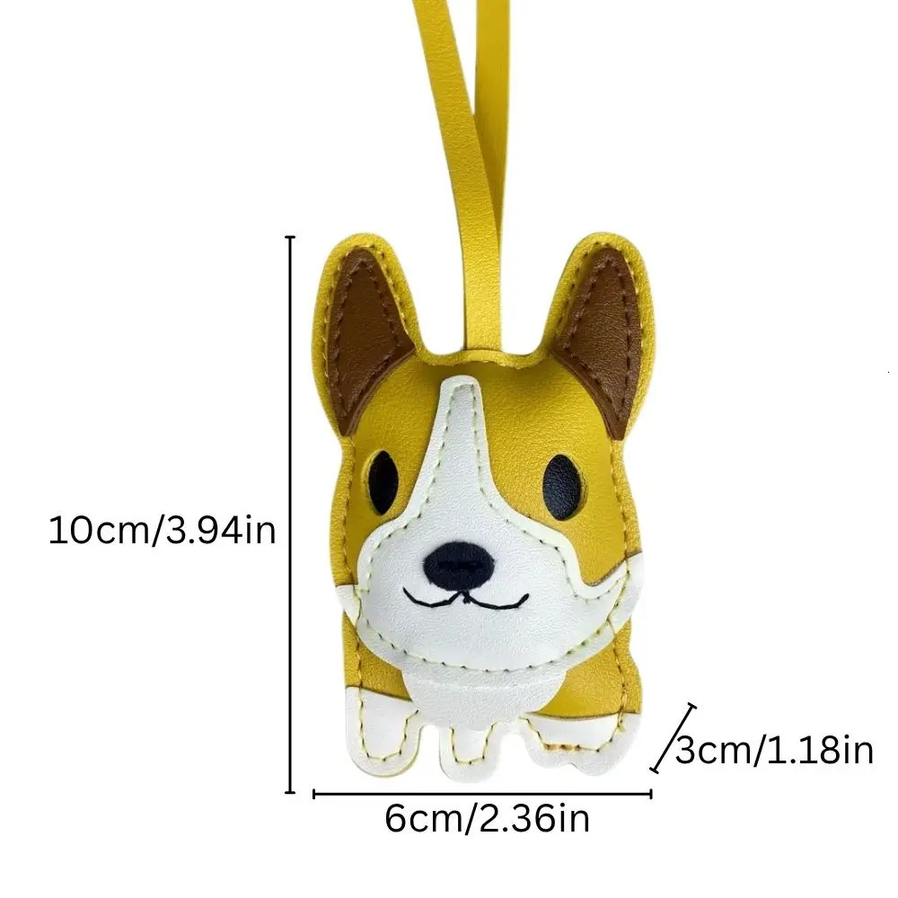 Chubby Corgi PU Leather Bag Charm with Upright triangular ears Ears Short Legs 250925
