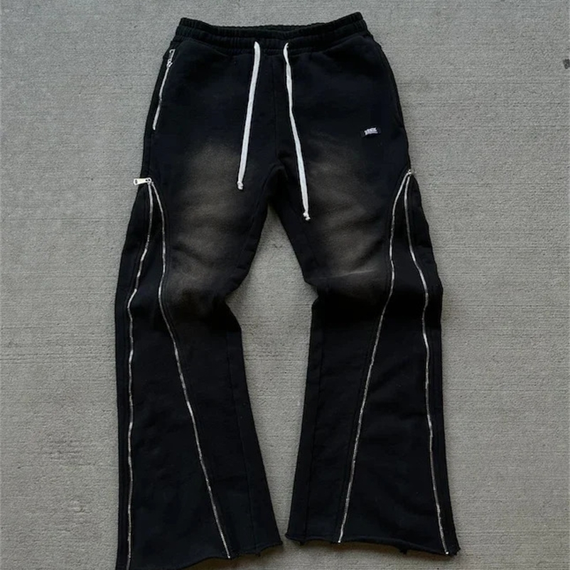 Baggy casual Y2K pants retro hip-hop zipper cargo pants sports pants mens Harajuku womens alphabet athlete womens trousers streetwear 241203