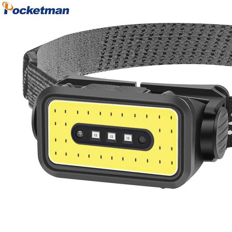 Smart Motion Sensor COB LED Headlamp 5 Lighting Modes USB Rechargeable Headlight Outdoor Waterproof Head Lamp Head Flashlight J250925