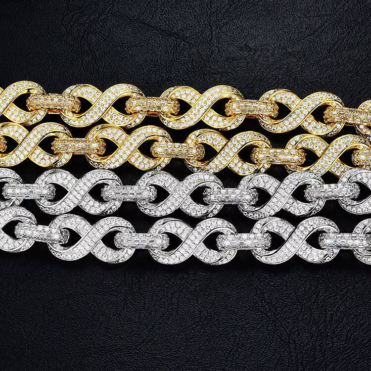 High Quality JWY Customized Trend Hip Hop Cuban Link Chain Goldsilver Plated Brass for Men