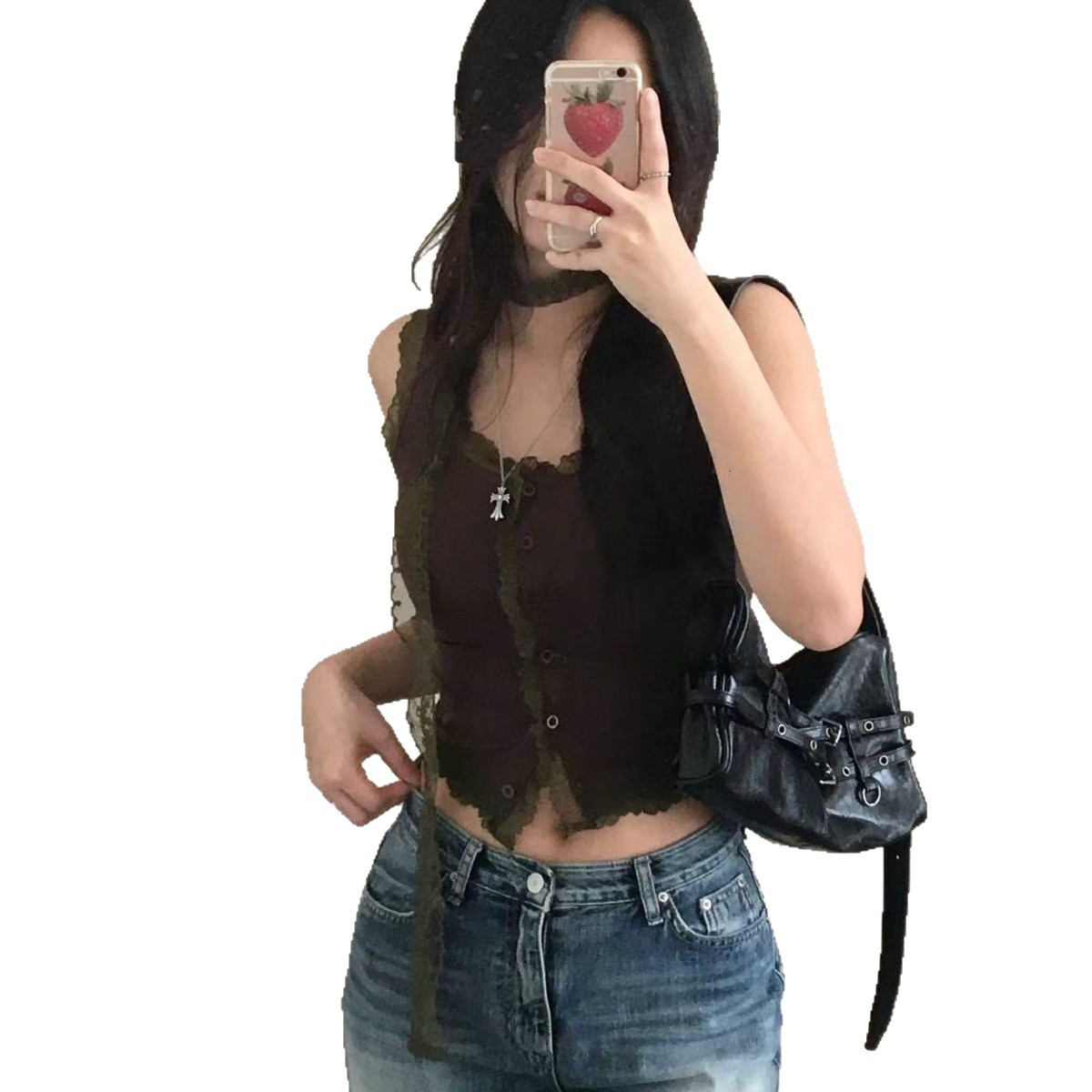 2025 autumn and winter new Korean bag style niche design large capacity motorcycle bag Y2K retro spicy girl belt buckle shoulder bag designer bag