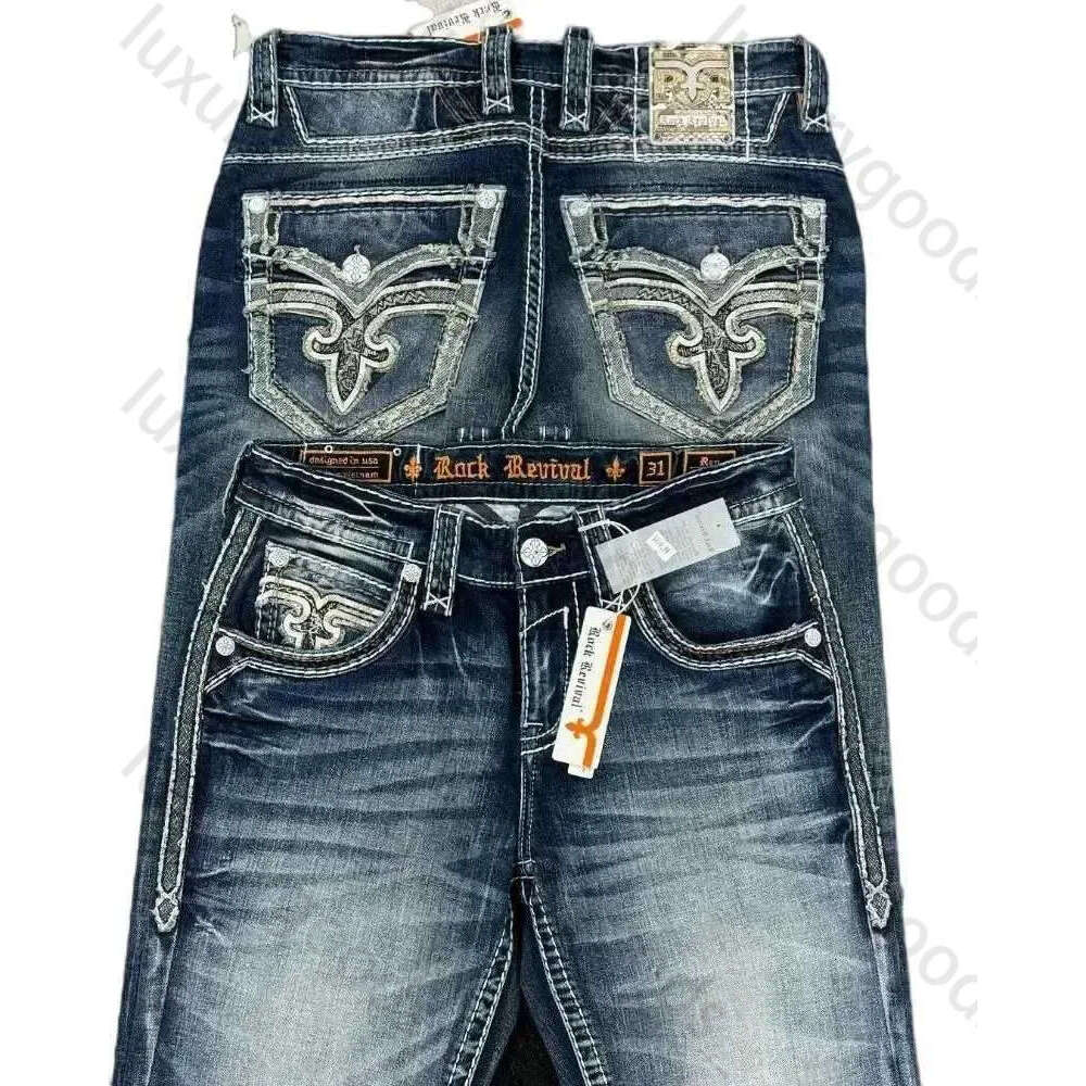 Men's Hip Hop Rock Revival Embroidered 2024 New American Style Strt Wear Loose Casual Y2k Wide Leg Men Jeans H25206