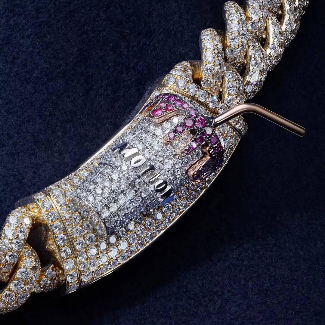 Yellow Gold Vvs Moissanite Diamond Hip Hop Customized Trend Iced Out 925 Silver Name Chain Cuban Necklace