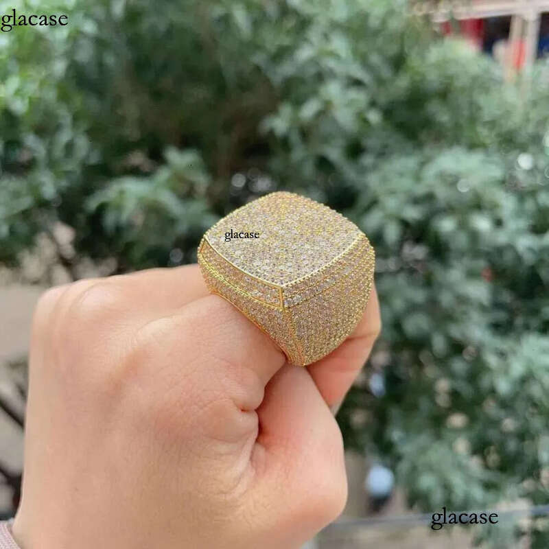 2024 Iced Out Jewelry Vvs Moissanite Men Hip Hop Real Gold Hiphop Gemstone Rings Zf Round m Champion Ring