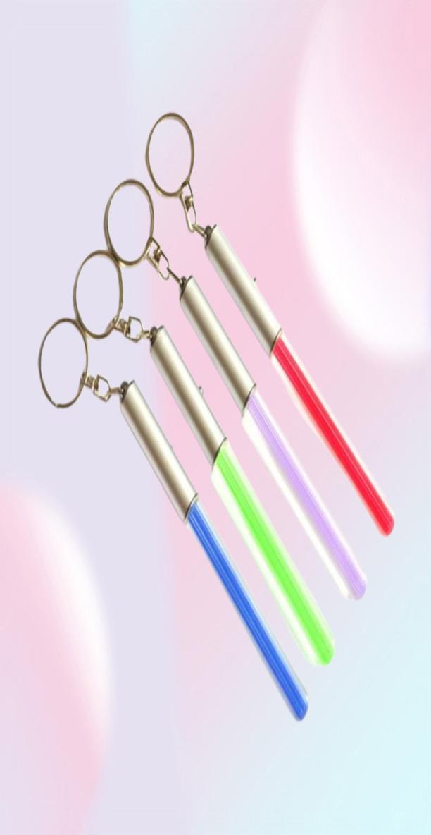 Party Supplies LED Flashlight Stick Keychain Mini Torch Aluminum Keychains Key Ring Durable Glow Pen Magic Wand Stick Lightsaber L8590484