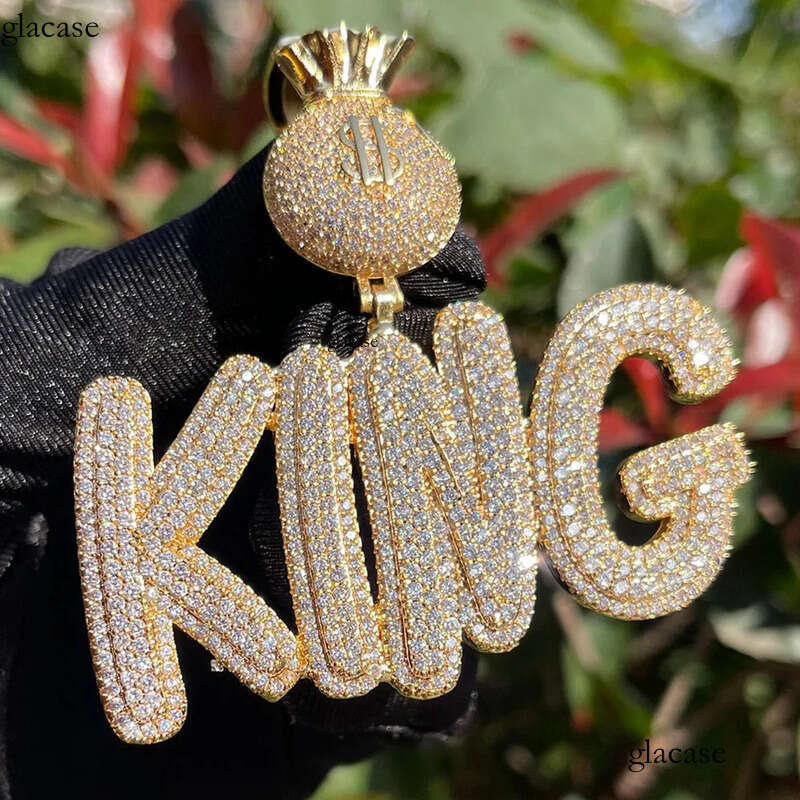 A-Z Custom Name Letters Pendant Necklaces Jewelry Dollar Symbol Buckle Clasp Full TopBling Zircon