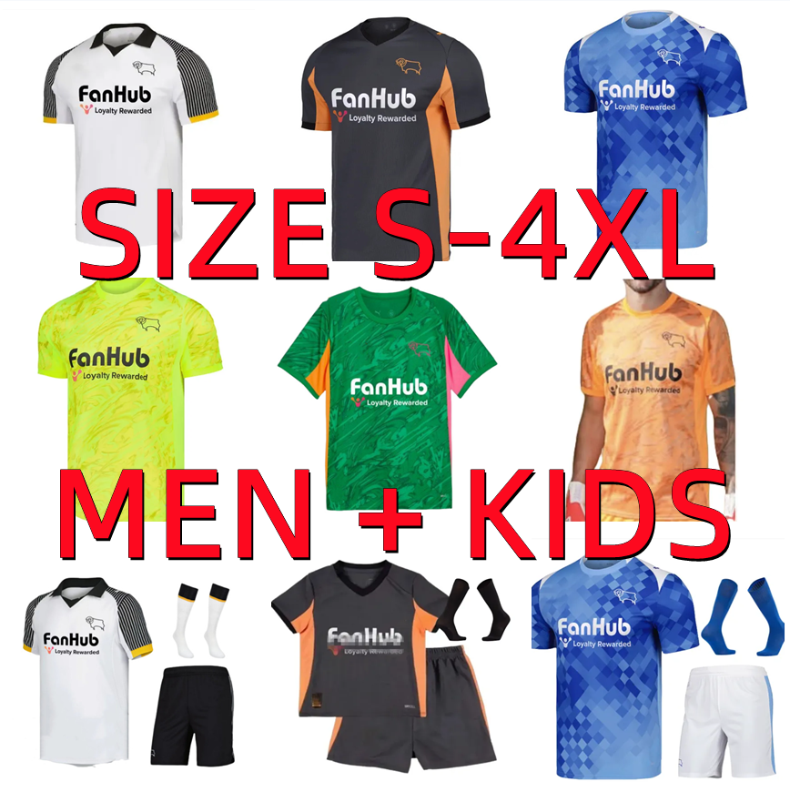 25 26 Derby County soccer jerseys SIBLEY CASHIN NYAMBE NELSON ELDER FORNAH BARKHUIZEN OSBORN SALVESEN THOMPSON JACKSON ADAMS 2025 2026 football shirts Men kids kit