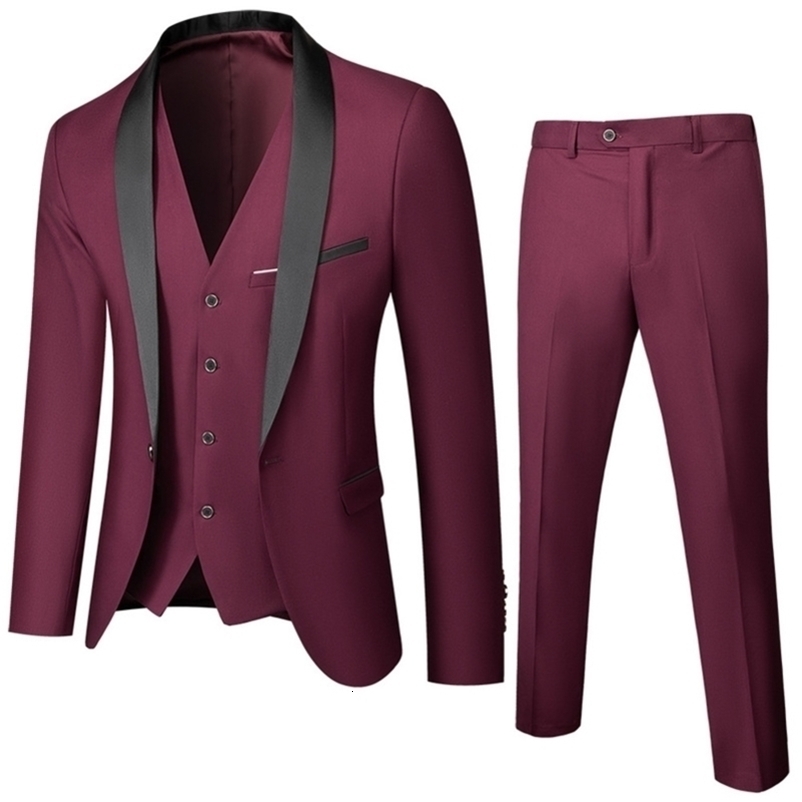 Men's Suits Blazers Wedding Eveing Dress 3 Pieces JacketPantsVest Men Suit Set Slim Fit Tuxedo Male Blazer Customized British Style Bride Clothin