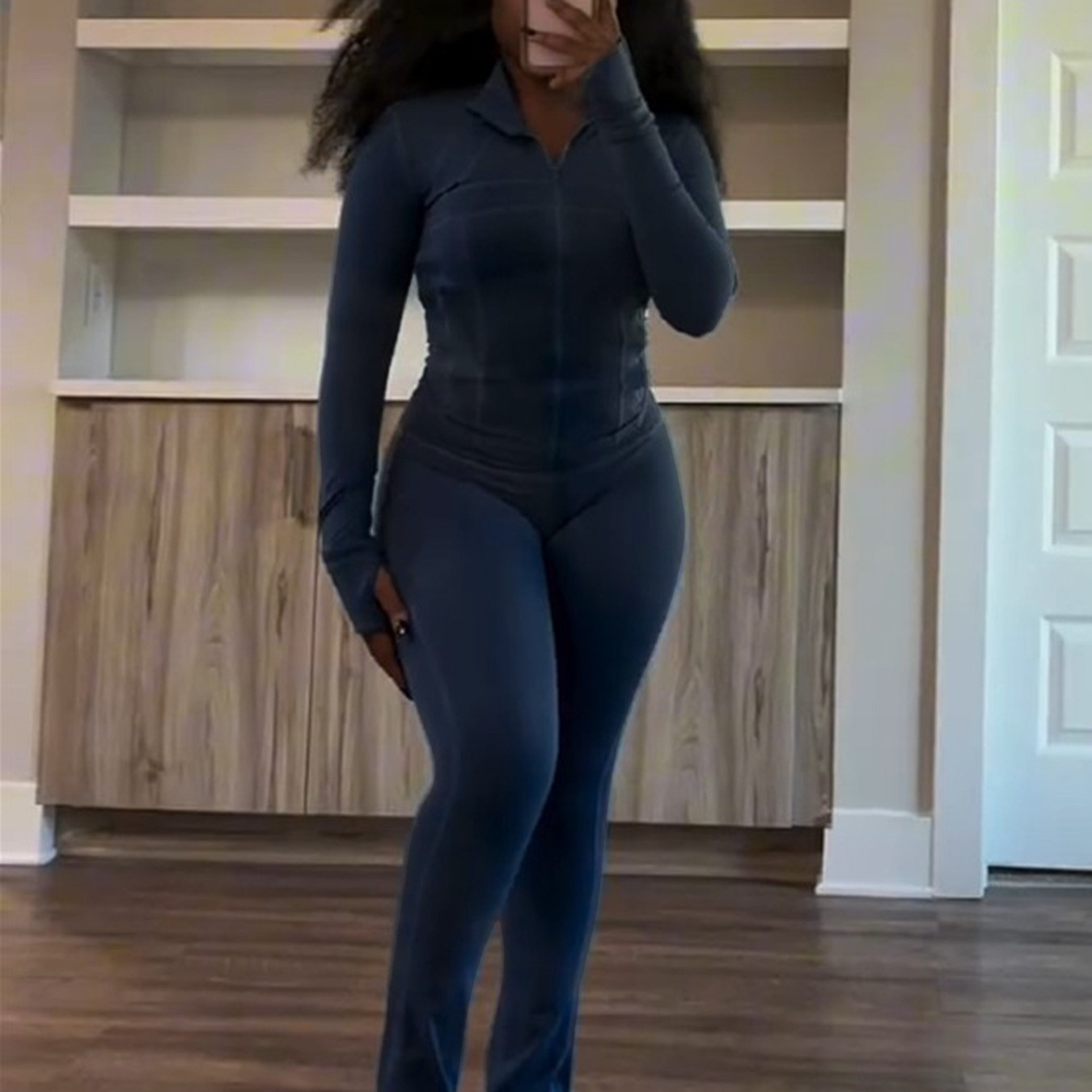 2025 Spring Summer New Sports and casual Women's Sexy Tight Long Sleeve Horn Two-piece Set