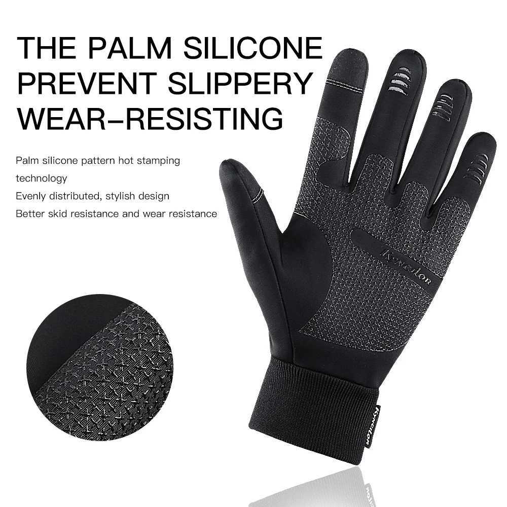 Mens and womens winter gloves windproof thickened non slip warm knit fabric suitable for outdoor cycling driving and mo Z250925