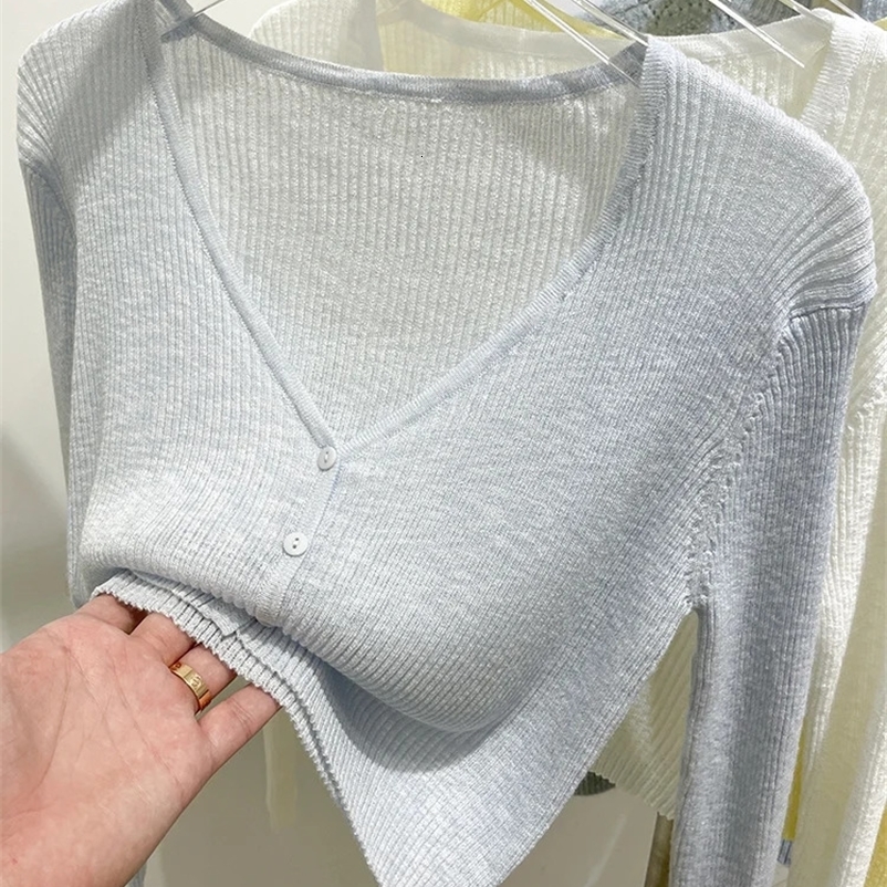 Korean Cardigan Women Thin Summer Casual Solid Feminino Sun-proof All-match Knitted V-neck Sweet Style Candy Color Basic Daily 250516