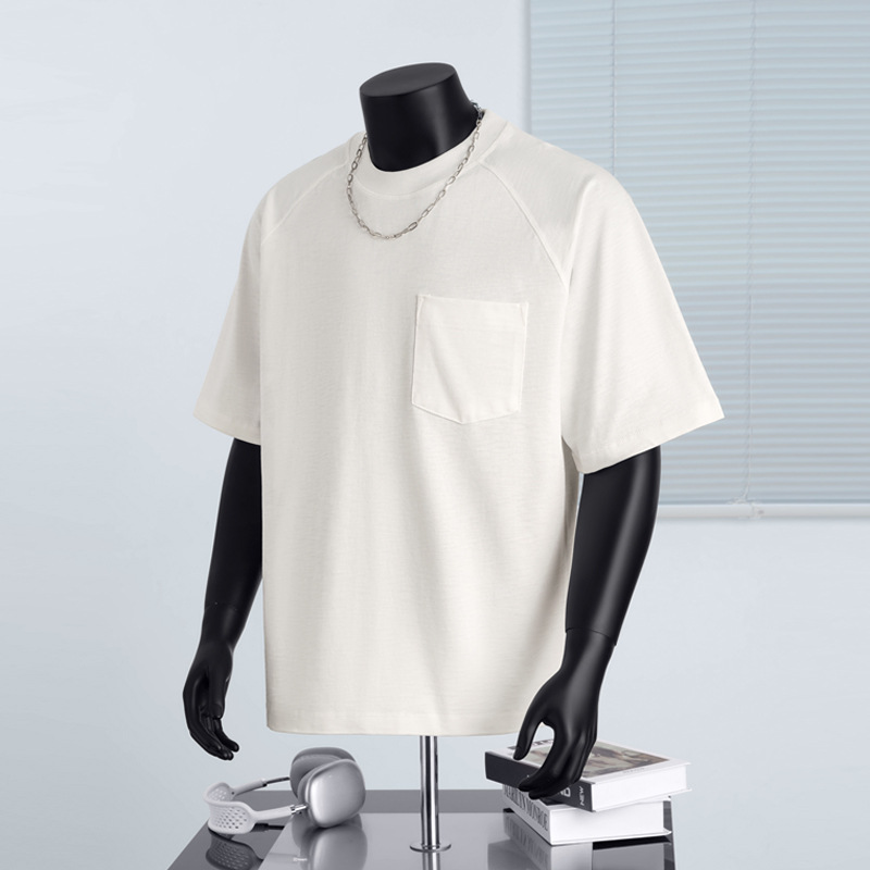 Men's 310g Heavyweight Slub Cotton Short-Sleeve T-Shirt - Breathable, Sweat-Absorbent, Loose-Fit with Drop-Shoulder, Trendy Unisex Summer Top -61