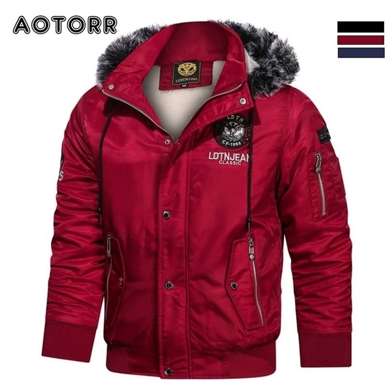 Mens Outdoor Vintage Parkas Waterproof Hat Detachable Men Thick Jacket Coat Patchwork Waterproof Pockets Mens Clothing 211014