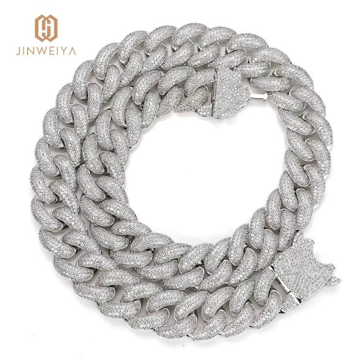 JWY 20mm Customized Trend Necklace Personalized Brass Necklace Jewelry Moissanite Iced Out Necklace Women