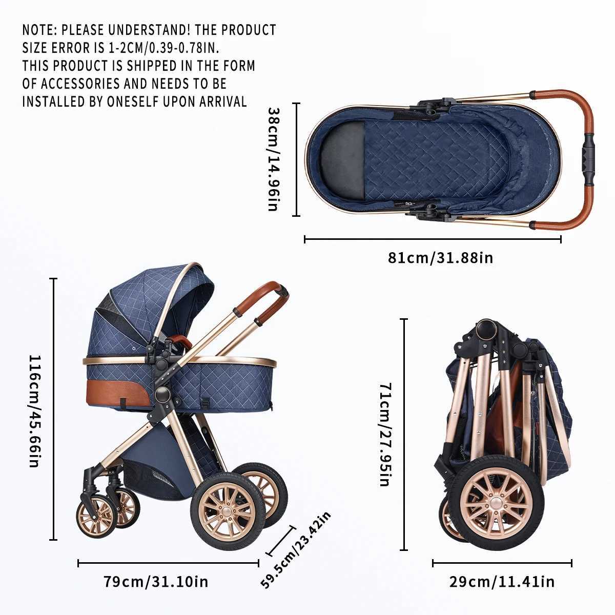 High landscape baby stroller portable and foldable a travel trolley that can be pushed in both directions Z250924