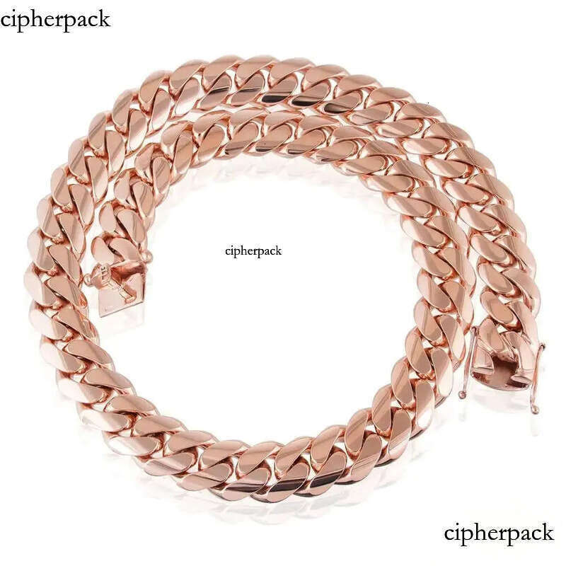 necklace moissanite chain Wholesale Stainless Steel Mens Link Necklace 14k Rose Gold Thick Miami Cuban Chain