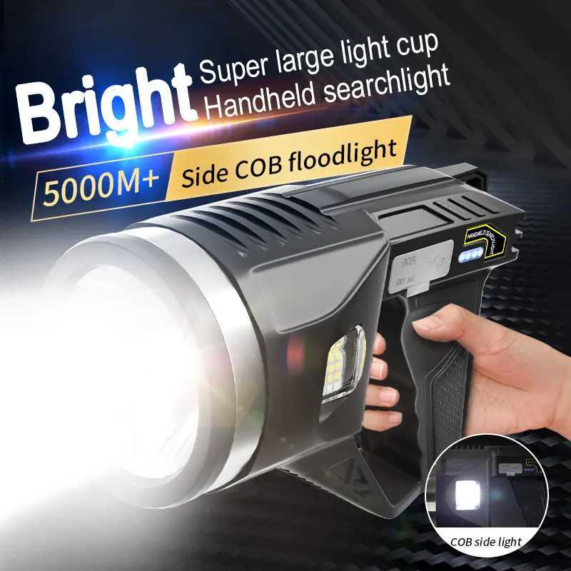 Rechargeable High Power Led Flashlights Ultra Long Lighting Distance Lamp Searchlight Powerful Outdoor Emergency Lantern Torches J250925