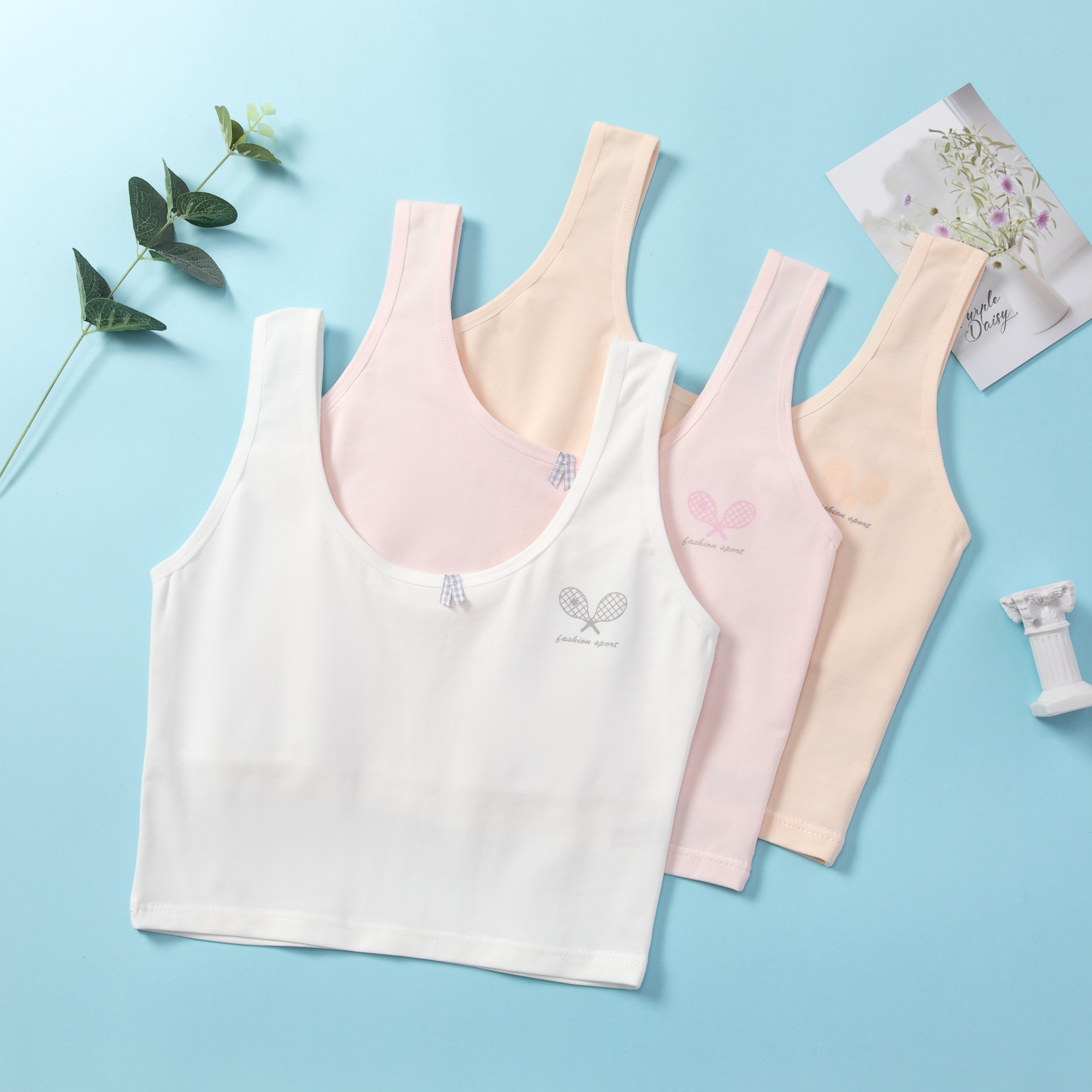 Lightweight Teenage Bra for Developmental Stage Pure Cotton Tank Top for girls