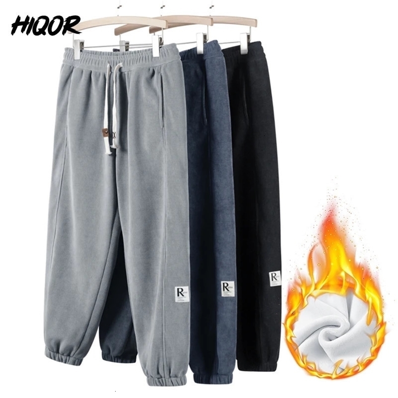 HIQOR Warm Fleece Casual Pants Winter Fashion Thicken Trouser for Men Loose Joggers Sweatpants Y2k Fleeced Clothing Man Pants 240126