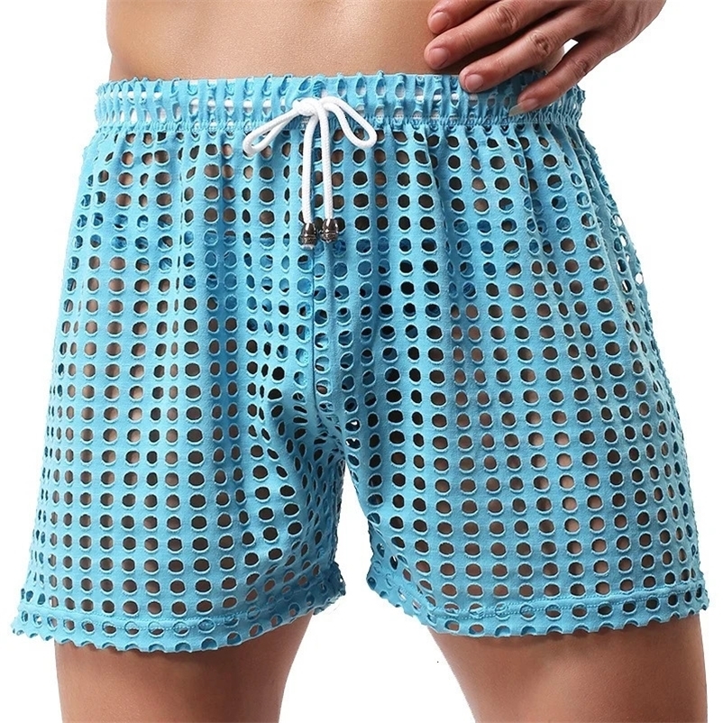 Men Mesh Board Shorts Beach Swimwear Boxers Fishnet Underwear Turnks Casual Surfing Shorts Quick Dry 240703
