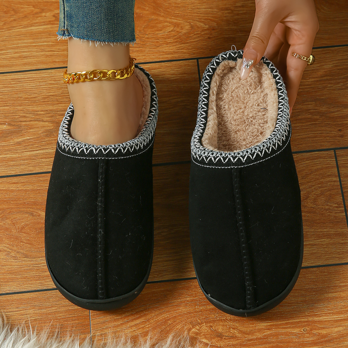Warm Non-Slip Thick-Soled Cotton Women's Furry Slippers for Winter ddmymarket