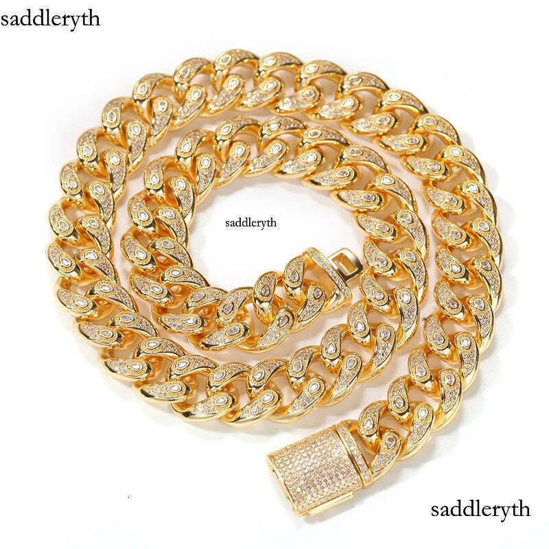 High Quality Iced Out Cuban Link Necklace Bracelets Mens Hip Hop Gold Chain Necklaces Jewelry 15mm 32 91 5c