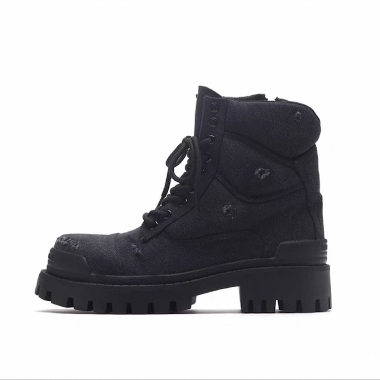 designer Boots in green cotton canvas couple martin boots high quality Combat Strike 20mm cotton canvas upper classic round toe boots autumn winter br