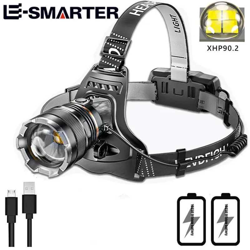 Rechargeable XHP50 LED Headlamp Waterproof Head Light Fishing Searching Camping Head Flashlight Zoom Lantern J250925