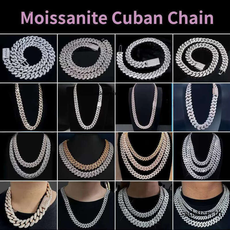 All Size 8mm 10mm 18mm Chain Plain Sier Moissanite Clasp Gold Plated Miami Cuban k