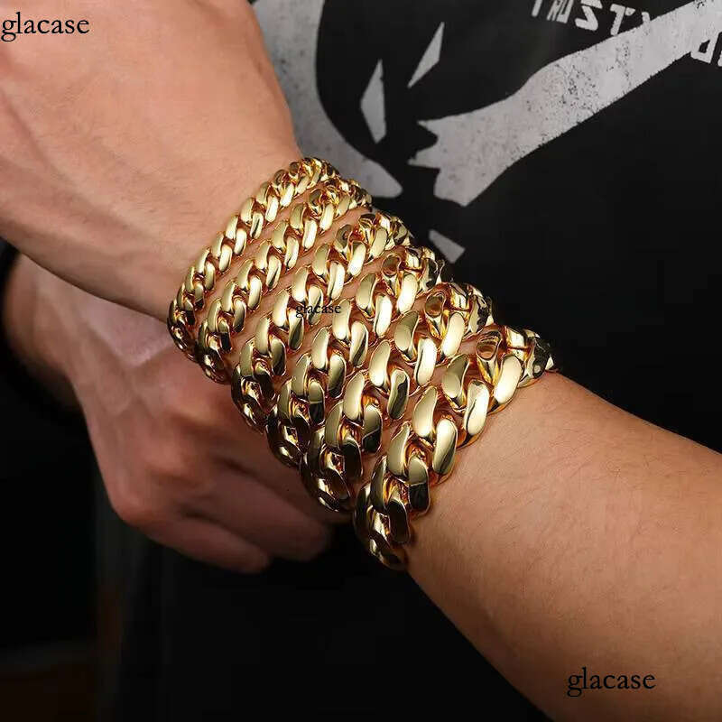 Wholesale Hip Hop Jewelry 14K Real Gold Plated Heavy Solid Miami Cuban Link Chain Necklace for Men