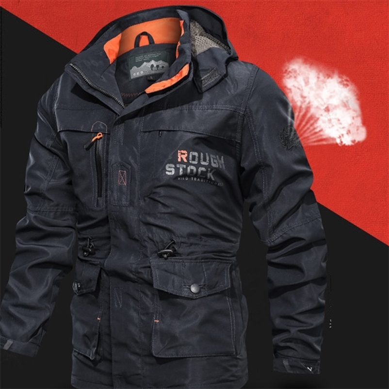 Men's Jackets Jacket Men's Mid-Length Casual Outdoor Hooded Plus Size Breathable Battle Jacket Spring and Autumn Removable Cap Clothes 23080