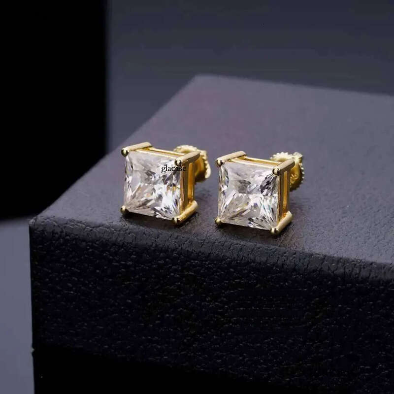 2025 Designer Top Men's 10k Plated Sier Pin VVS Moissanite Real Gold Earrings Jewelry Fashion Gifts