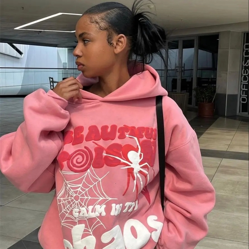 Y2K Hoodies Women Harajuku Letter Print Loose Sweatshirt Trousers Hip Hop Punk Long Sleeve Pocket Men Tops Sweatpant Streetwear 240126