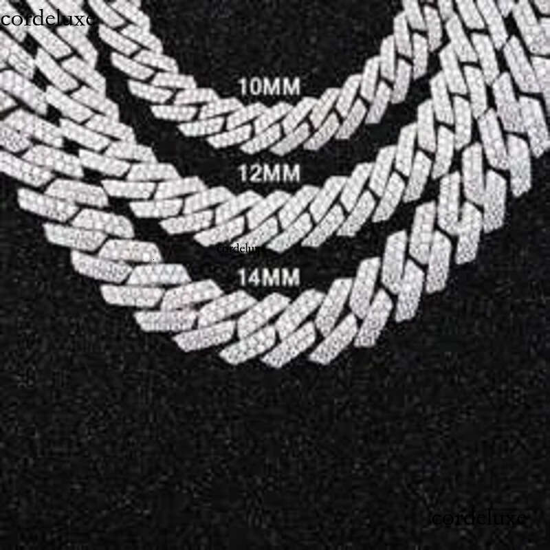 designer necklace cuban necklaces pass dia test 8-14mm wide gra moissanite gold sterg sier k chain for men hip hop chains 81