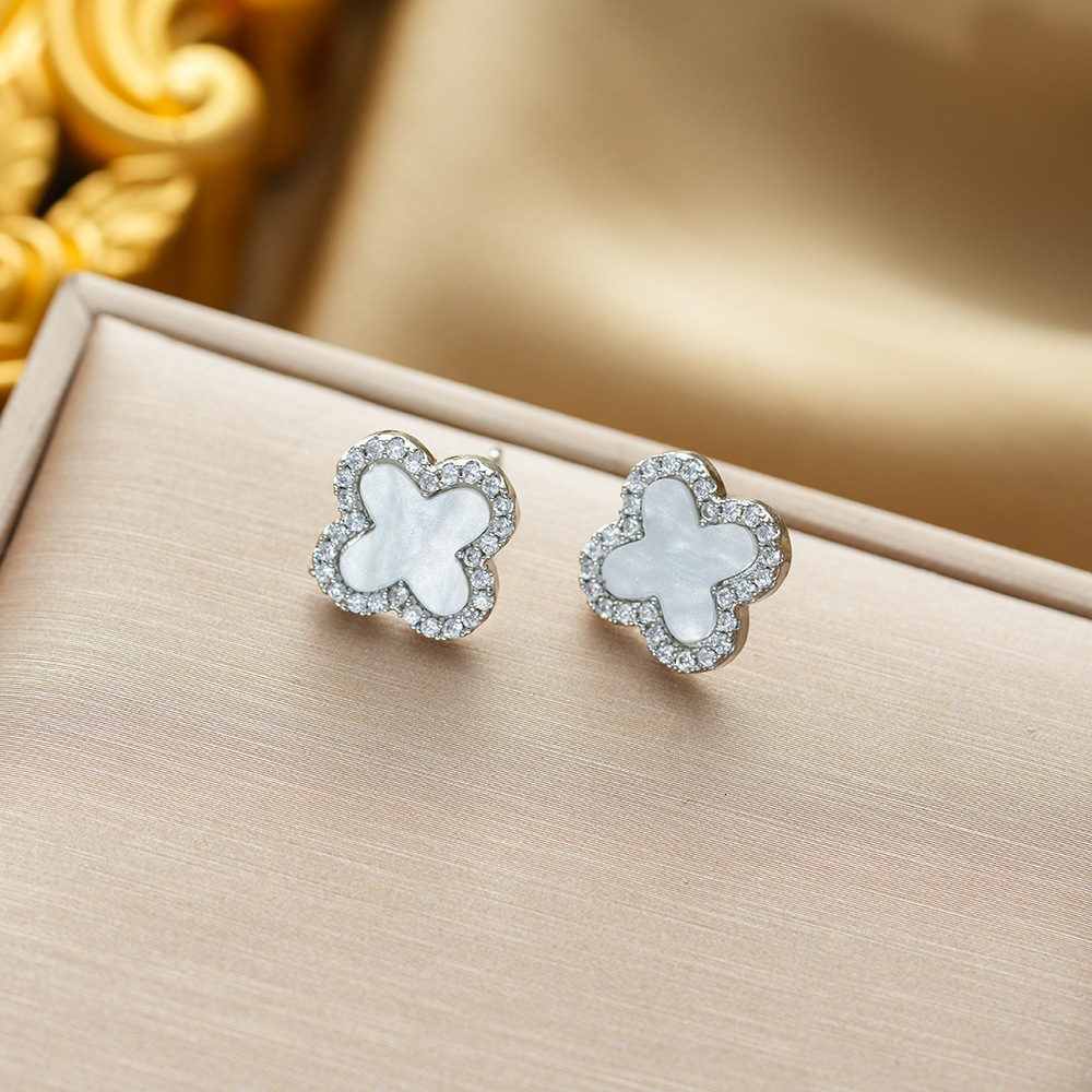 earring nonfadingkorean and japanese new style lucky fourleaf clover fashionable personality versatile elegant highend earrings designer earrings