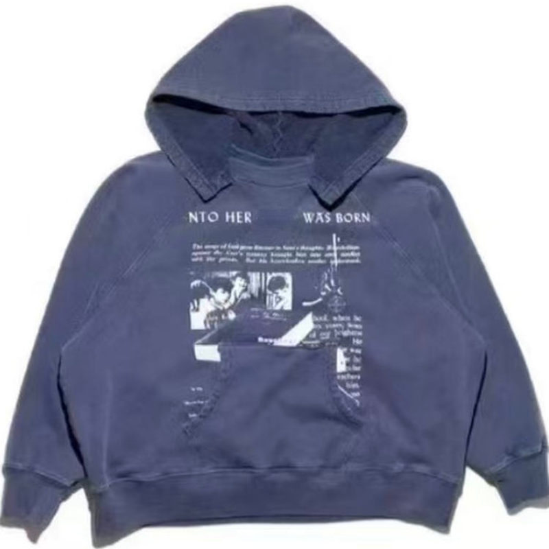 Men's Plus Size Hoodies & Sweatshirts Blue Print Hoodie 2026ss