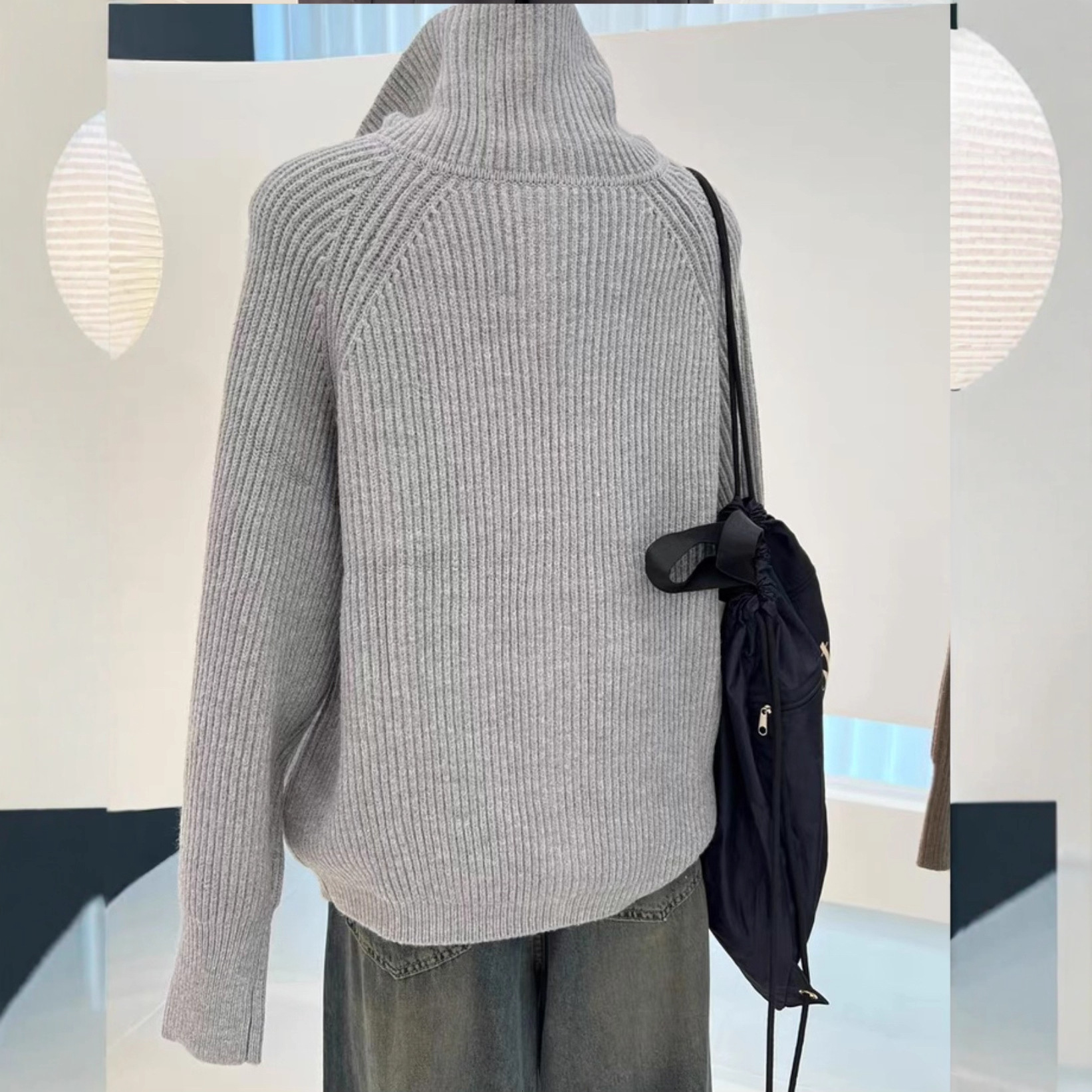 New Women's Knitted Double Zipper Jacket Thickened Lazy Cardigan for Women