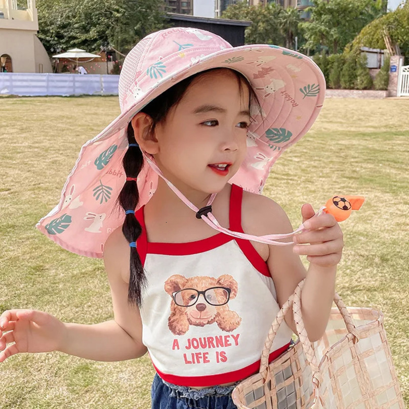 Children Sun Hat Summer Kids Outdoor Neck Ear Cover Anti UV Protection Beach Caps Kids Boy Girl Travel Flap Cap for Children 250528
