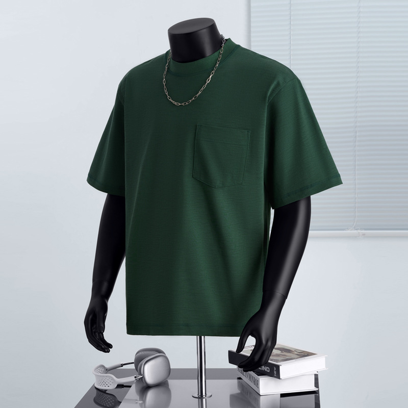 Hipster Men's Japanese Retro Short-Sleeve T-Shirt with Slub Cotton Texture - Heavyweight Pure Cotton, Loose Fit, Unisex Style -53M