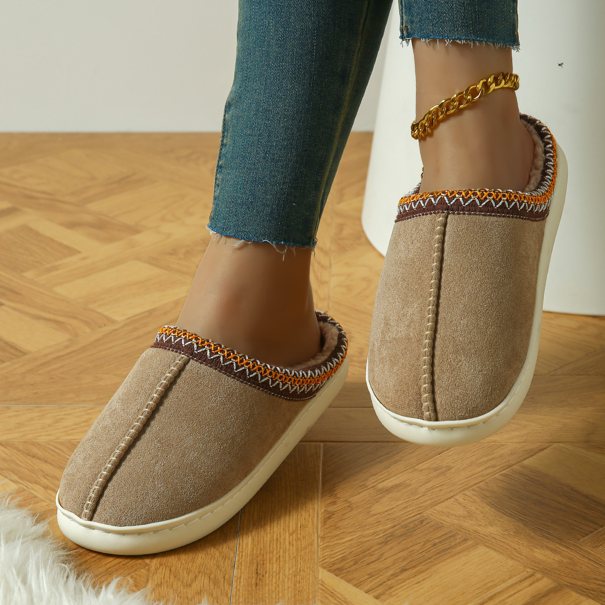 Warm Non-Slip Thick-Soled Cotton Women's Furry Slippers for Winter ddmymarket