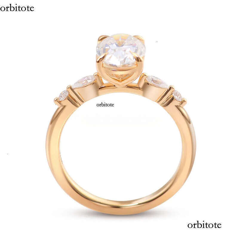 Wholesale Price Jewelry 10k/14k/ Solid Real Gold 1ct/2ct/3ct D VVS Oval Moissanite Dia Engagement Ring For Women
