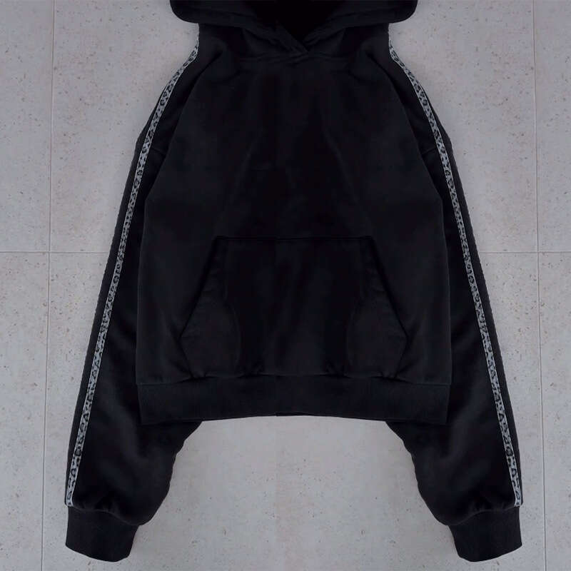 Hoodie Autumn Winter Loose High Street Style Hip Hop Leopard Print Striped Patchwork Long Sleeve Hooded Pullover Sweatshirt