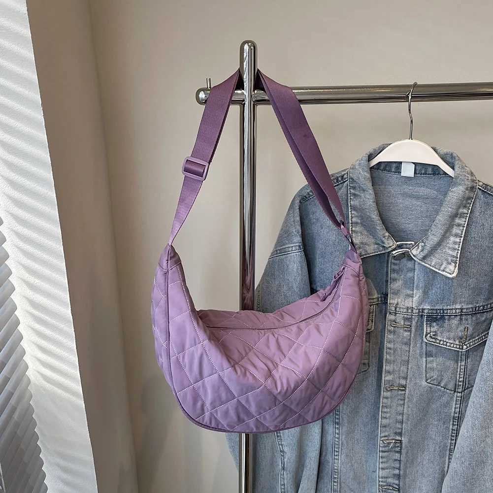 Women Simple Dumpling Handbag Diamond Lattice Padding Satchel Bag Adjustable Strap Fashion Quilted Sling Bag Female Commute Bag Z250918