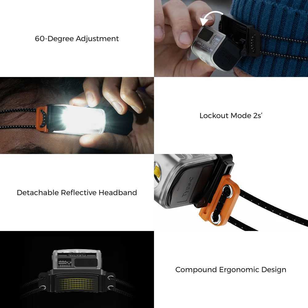 FLEXTAIL TINY HELIO 600Z Headlamp Headlight with Replaceable 700mAh Battery for Outdoor Camping Fishing Hiking Riding 2025 J250925