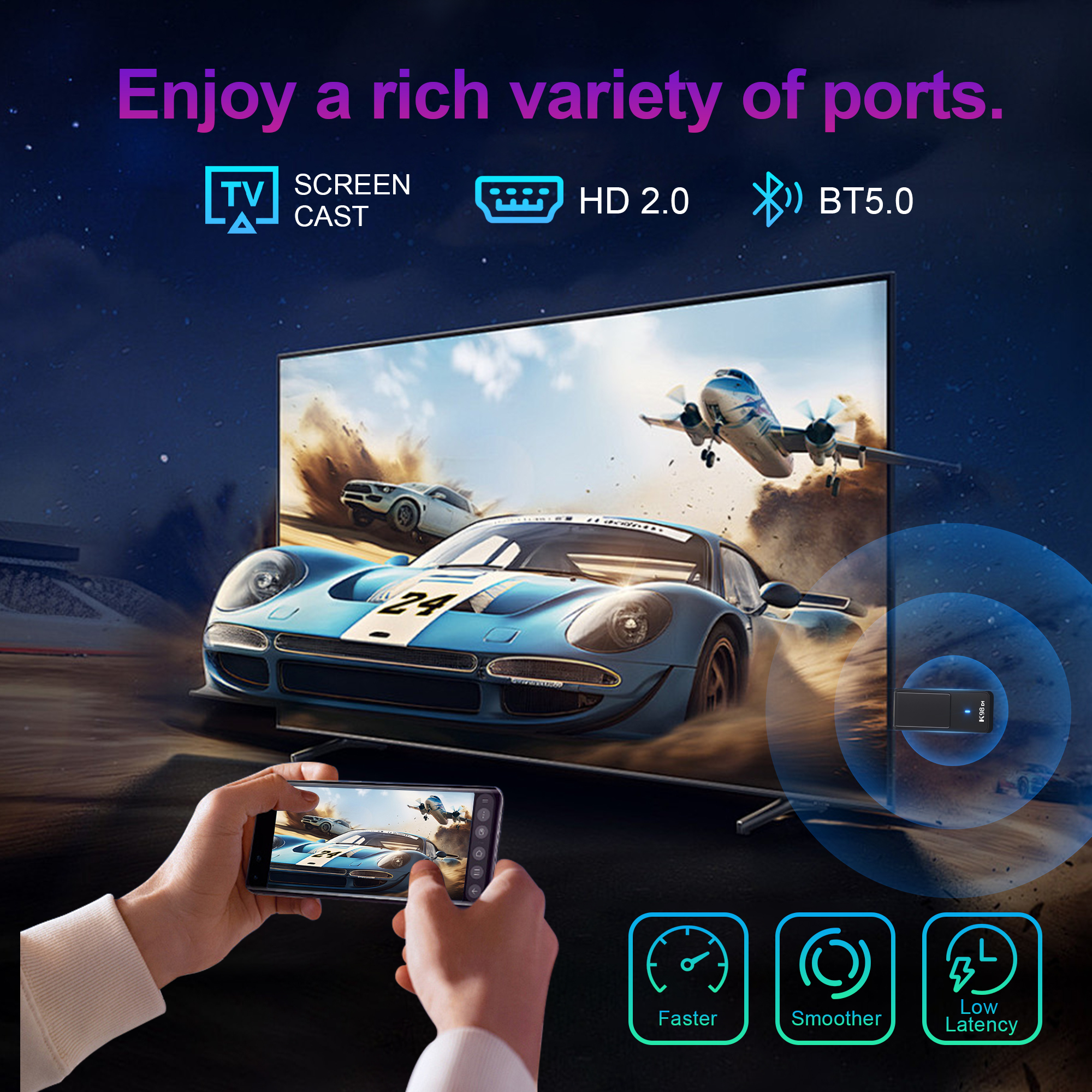 4K Android 14.0 TV Box, K98D1 Quad Core 16GB ROM 2GB RAM with 2.4/5G WiFi BT5.0 RK3518 64bit, HD Video & Games for Fast Streaming Media Player - KOWAN