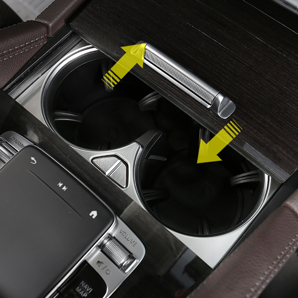 Car Carbon Fiber Stainless Steel Water Cup Holder Cover Decoration for Mercedes Benz GLE W167 & GLS X167 & GLE Coupe C167 2020-2025 Interior Upgrade A