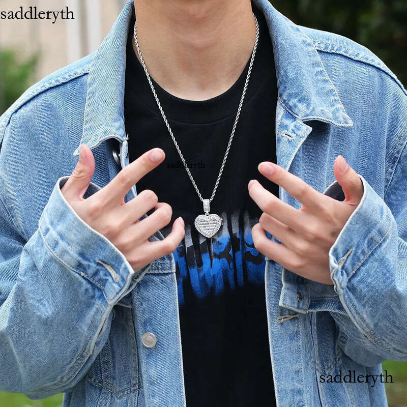 Custom Picture Necklaces Fashion Gold Plated Iced Out Lockets Heart Pendant Necklace Mens Hip Hop Jewelry f8 2f 38