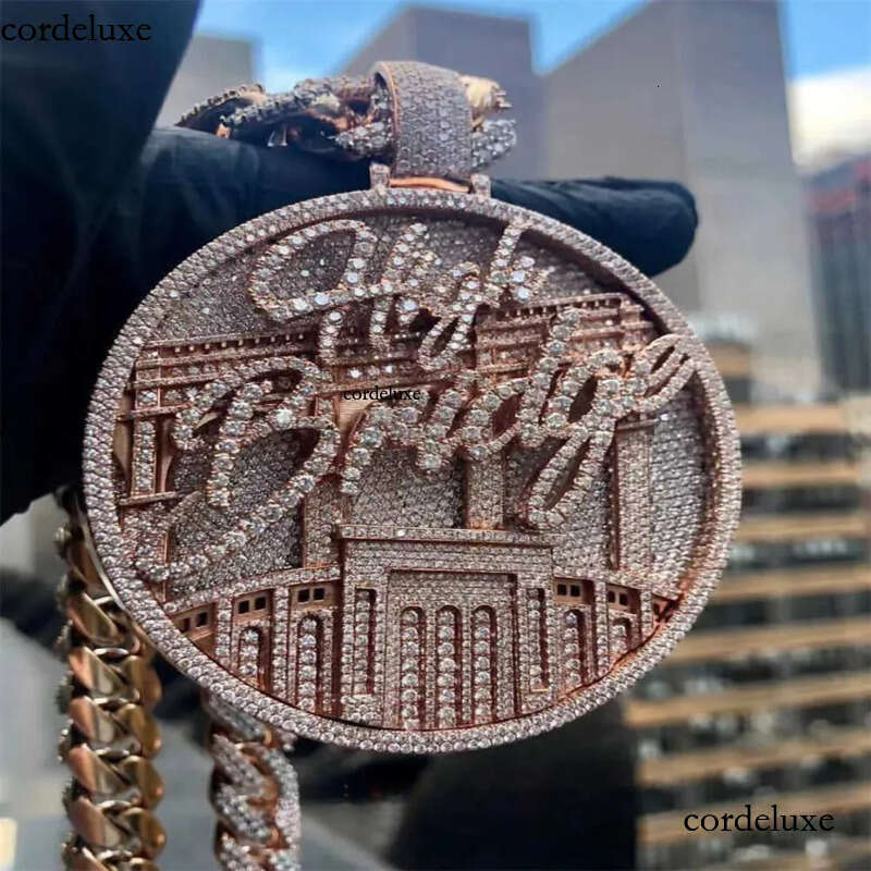 Custom Hip Hop Jewelry Rapper Letter Iced Out Baguette Initial Vvs Moissanite Pendant 41