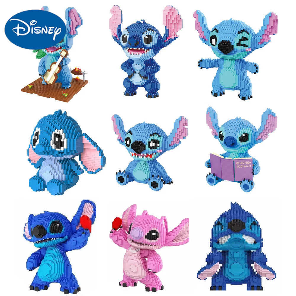 Disney Anime Stitch Building Blocks Angel Scrump Guitar Holding Book Stitch Model Assembled Toys Childrens DIY Mini Brick Figure H250925
