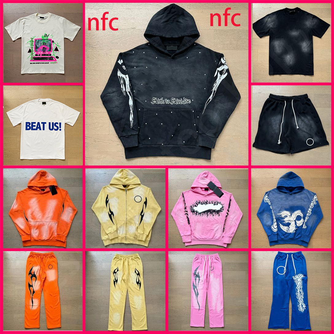 mens hoodies designer hoodie graphic hoodie womens washed balck basic hiphop street tshirts INS splash letter t-shirts set clothes printing colorful eur size S-XL sw8